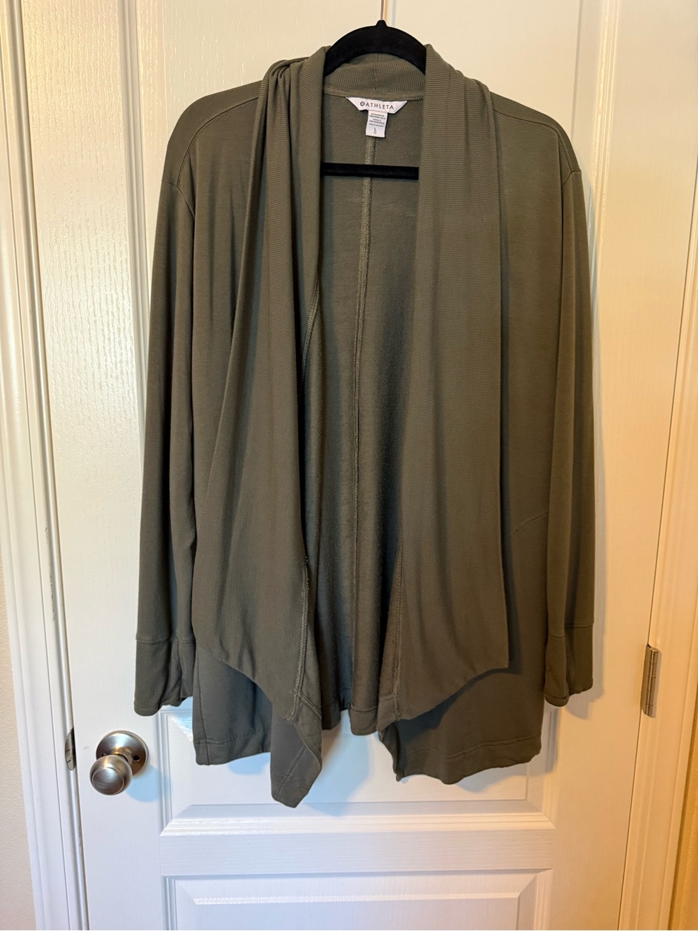 Athleta Olive Draped Open-Front Cardigan